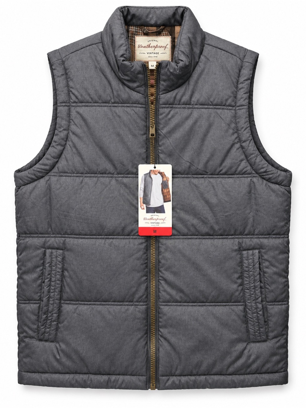Weatherproof Quilted Puffer Vest in Charcoal Gray